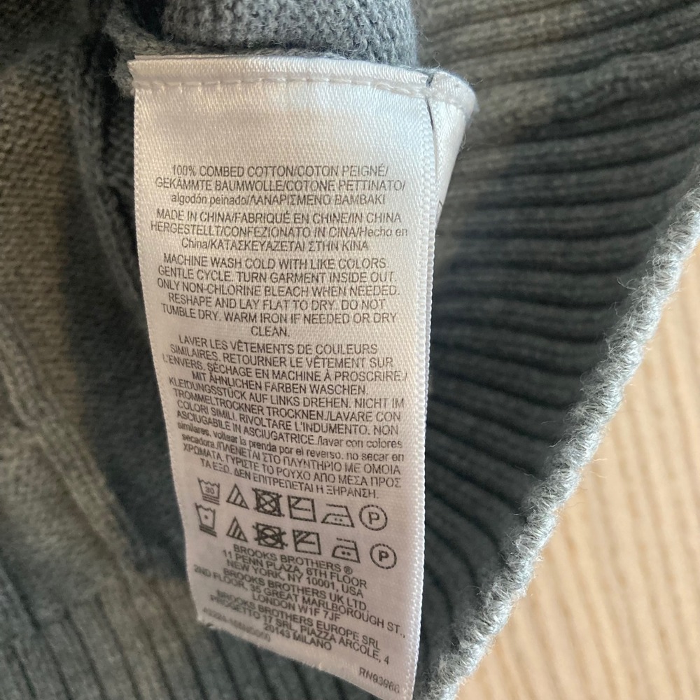 Brooks Brothers Sweater Mens Medium Grey Cable Knit Crew Neck Cotton Pullover - Picture 7 of 12